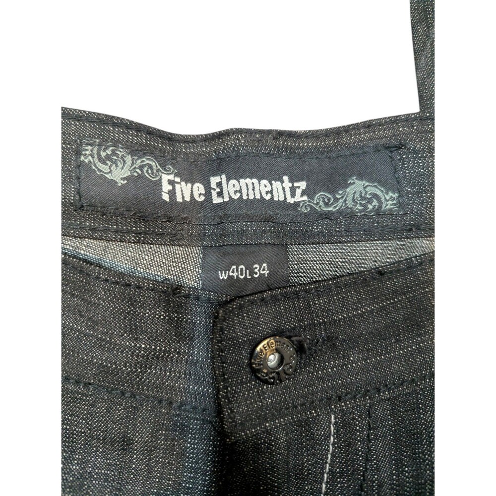 Vintage Five Elementz Jeans Mens Black Embroidered Y2K Hip Hop Tag 40X34 - Picture 10 of 12